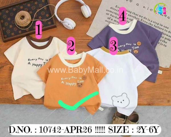 JIANMI || Every Day Is a Happy Time Imported Cotton T-Shirt Orange || 2 Year T0 6 Year 10742